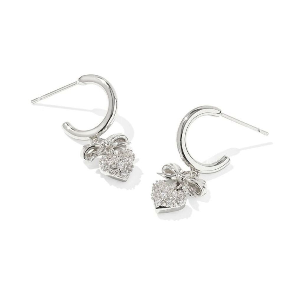 Kendra Scott Belle Cubic Zirconia Bow Huggie Hoop Earrings - Silver